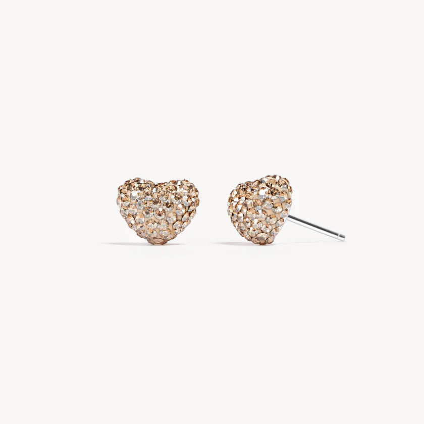 HILLBERG AND BERK 10MM SPARKLE HEART STUDS