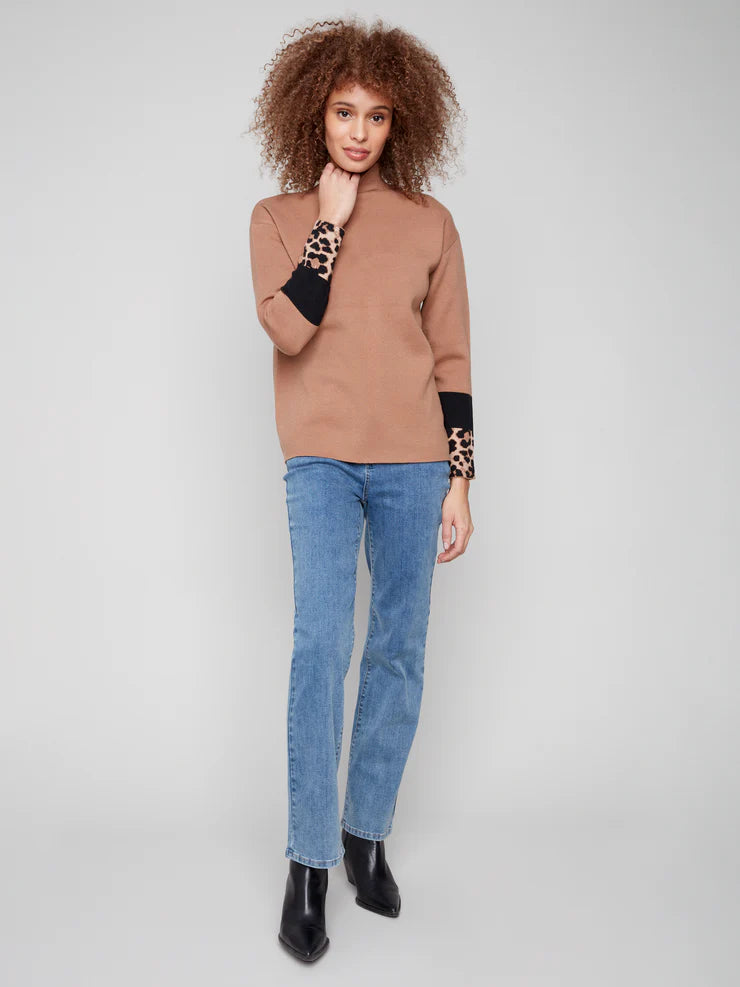 CASS MOCK NECK SWEATER W/CONTRAST