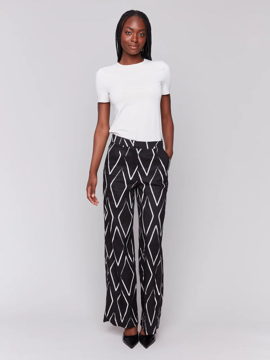 JAX PRINTED LONG PLEATED PANTS W/POCKETS C5609 by