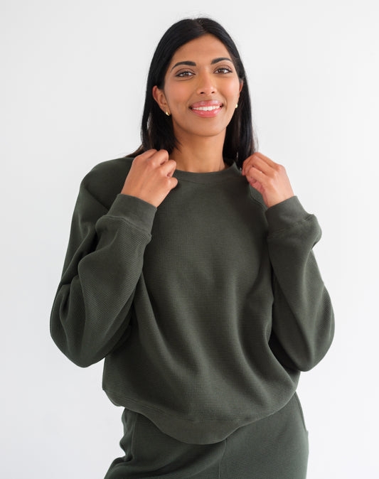 WAFFLE RAGLAN LONG SLEEVE TOP BTLT588