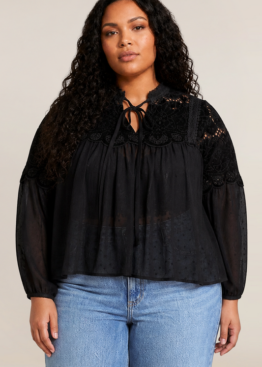 THE DARI SHEER LACE BLOUSE