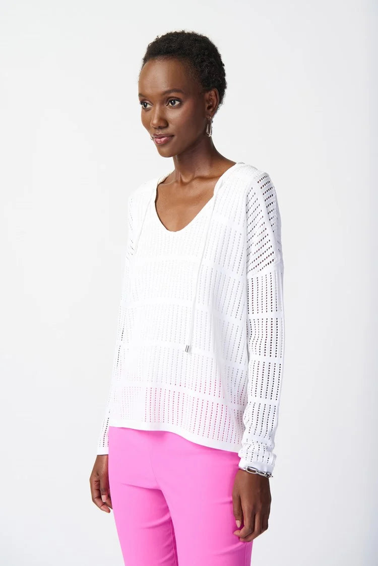 SOFT VISCOSE BLEND YARN HOODED SWEATER 241923