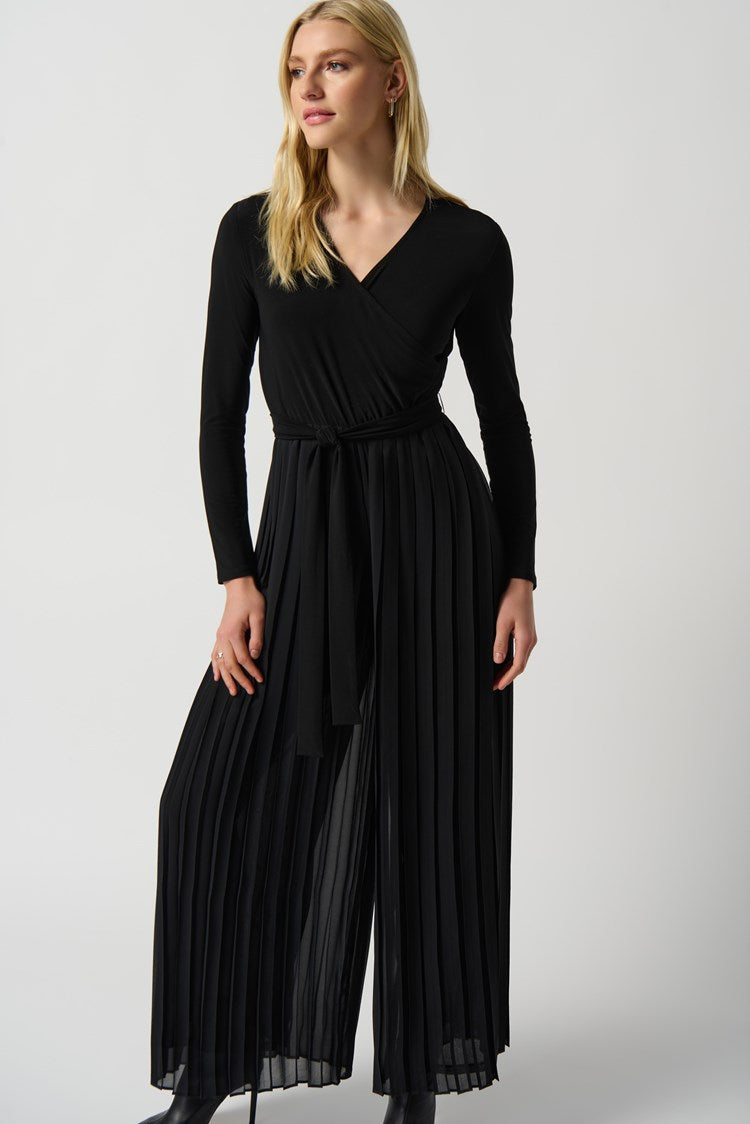 PLEATED CHIFFON WIDE LEG JUMPSUIT 234066