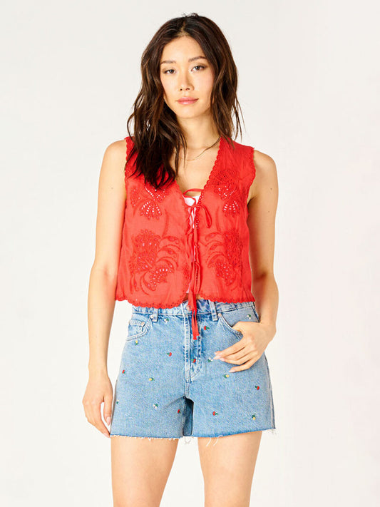 THE MIMI TIE FRONT EYELET TOP 2523505
