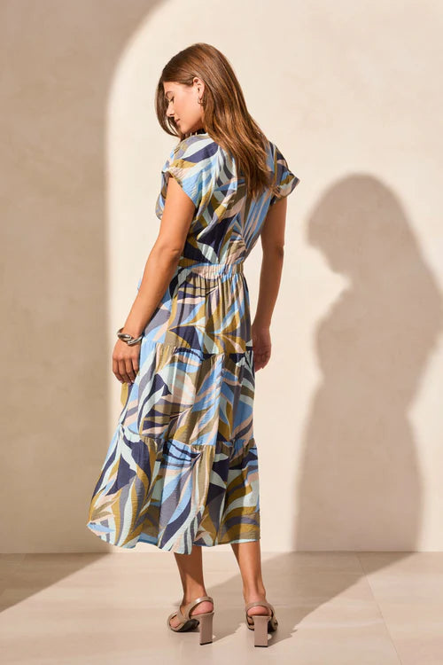 SHORT SLEEVED V NECK TIERED DRESS 2135O