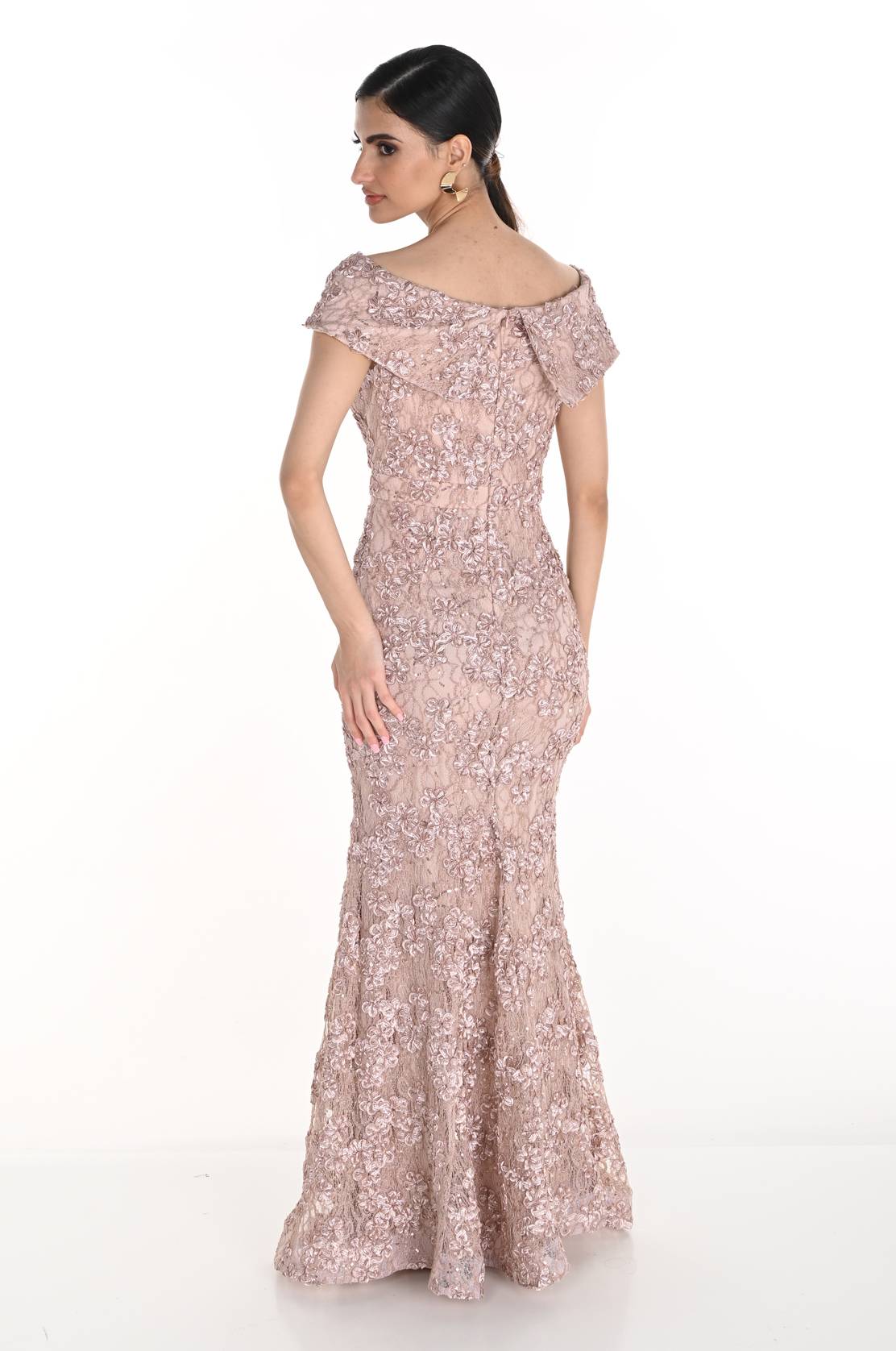 LONG KNIT GOWN WITH FLORAL BAROQUE 259716
