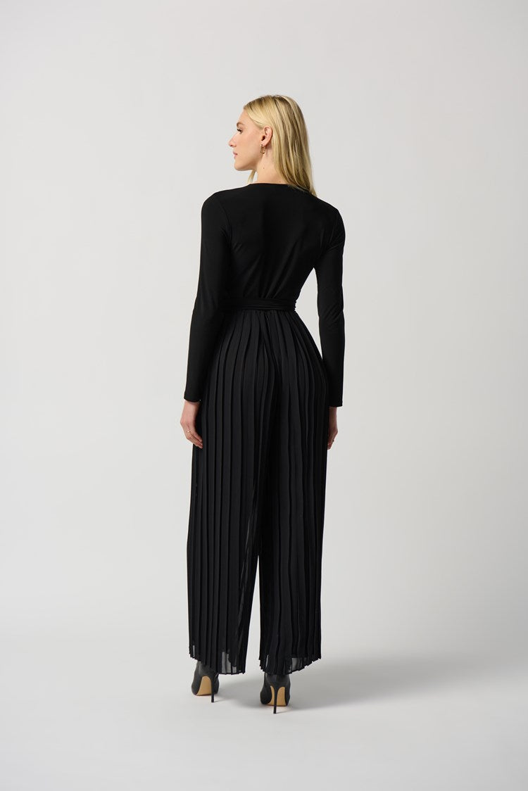 PLEATED CHIFFON WIDE LEG JUMPSUIT 234066