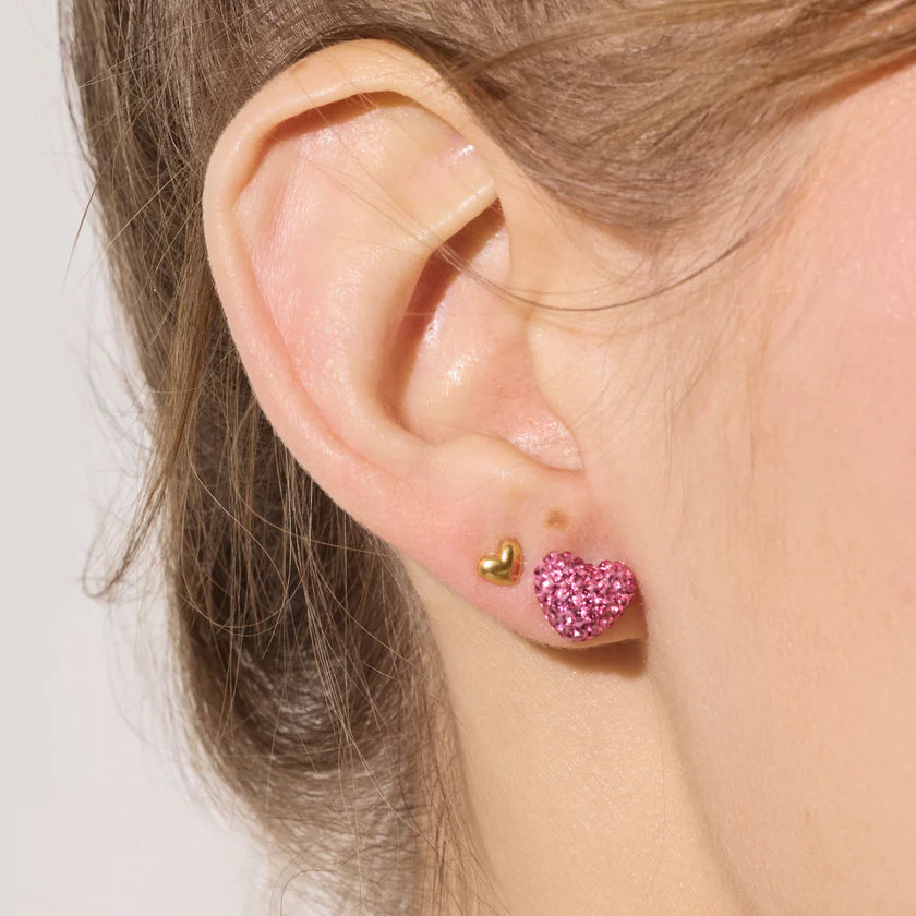 HILLBERG AND BERK 10MM SPARKLE HEART STUDS