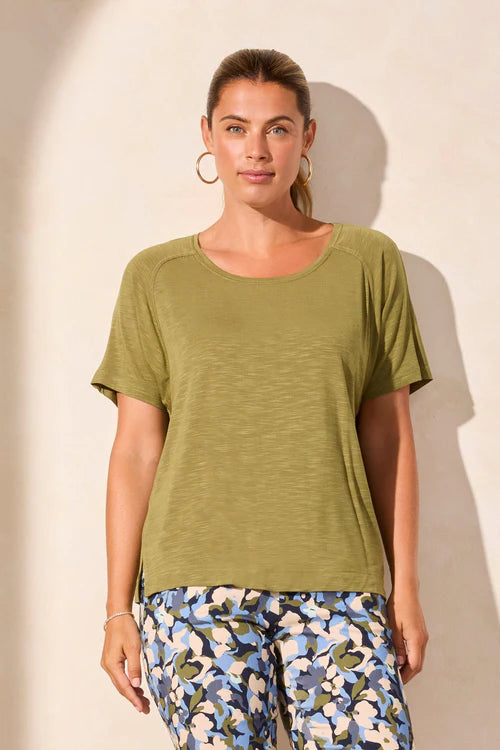 S/S CREW NECK TOP WITH SHIRRING 2052O