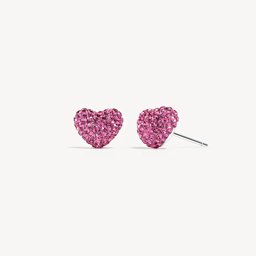 HILLBERG AND BERK 10MM SPARKLE HEART STUDS