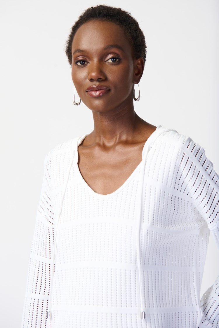 SOFT VISCOSE BLEND YARN HOODED SWEATER 241923
