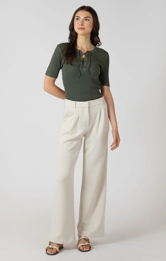 THE LILY RIBBED LACE UP TEE