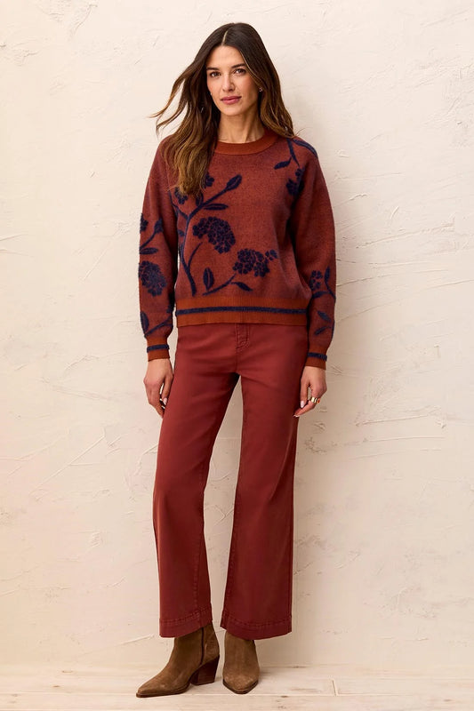 THE TARA CREW NECK FLOWER SWEATER