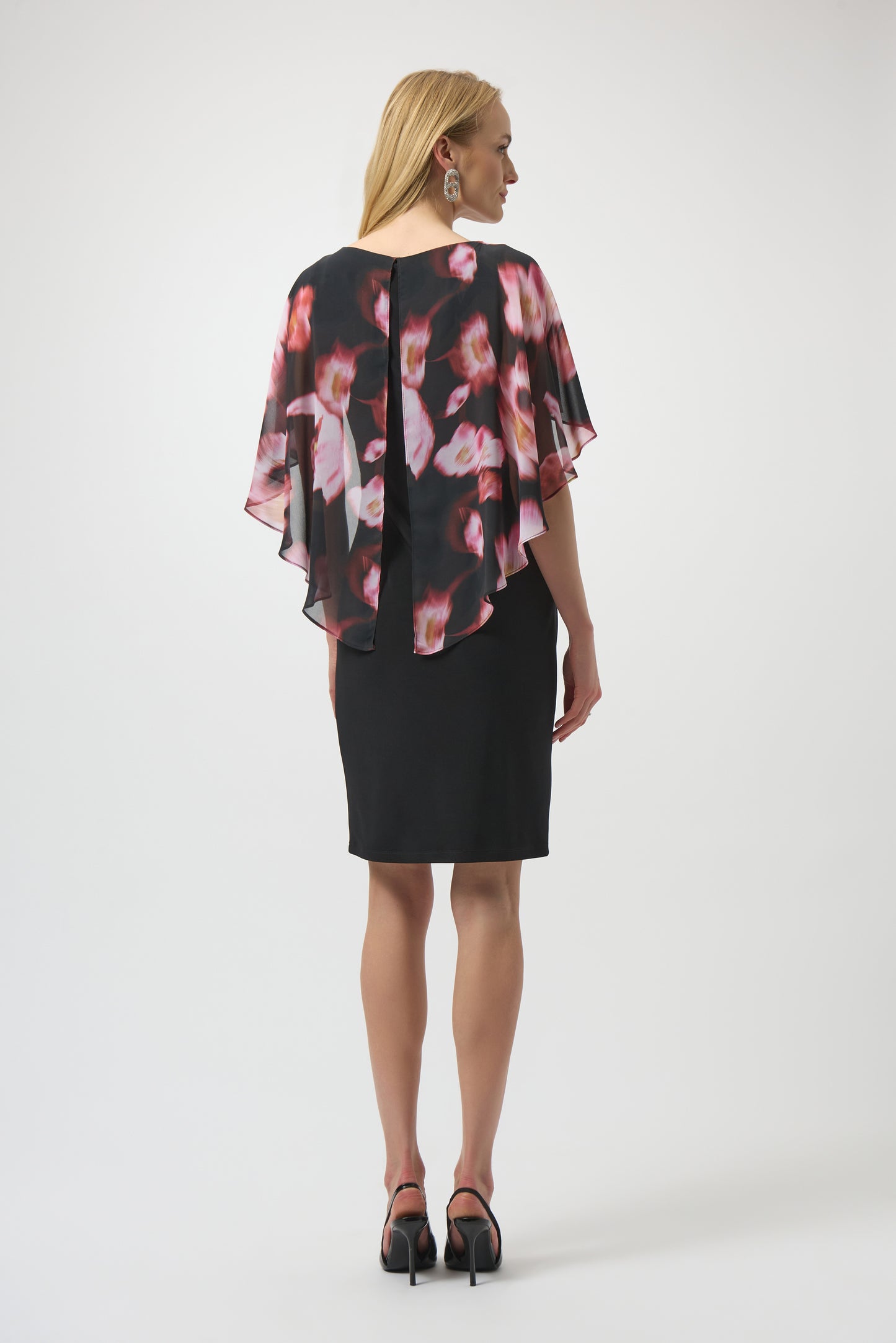 FLORAL CHIFFON SILKY KNIT LAYERED DRESS