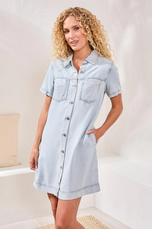 THE REESE DENIM SHIRT DRESS W/POCKETS