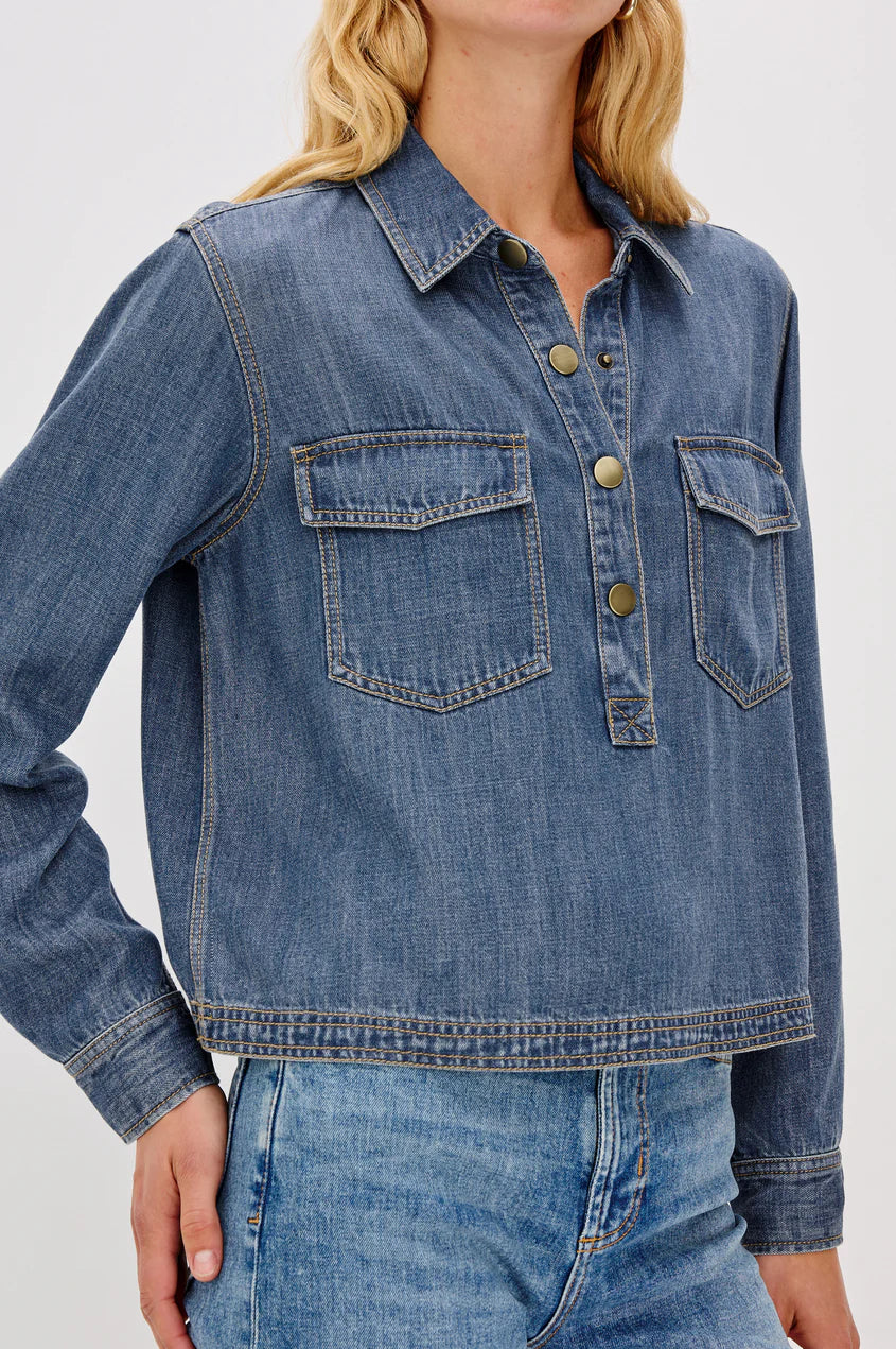 PORTS CROPPED DENIM SHIRT