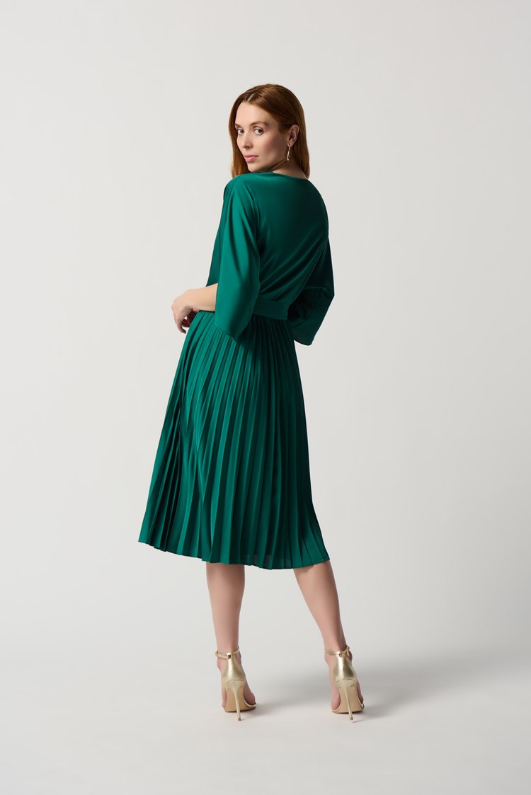SATIN FIT AND FLARE DRESS WITH WAIST SASH 234265