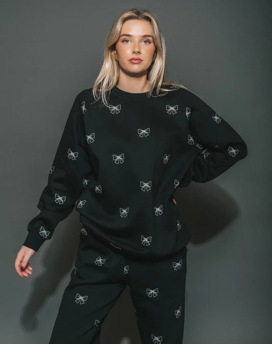 ALL OVER BOW BIG SISTER CREWNECK SWEATSHIRT