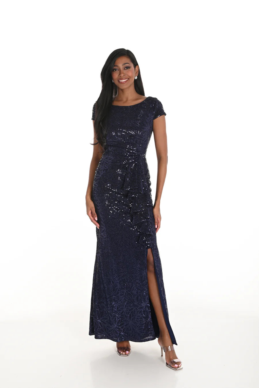 LONG SEQUIN SHORT SLEEVE GOWN 259188