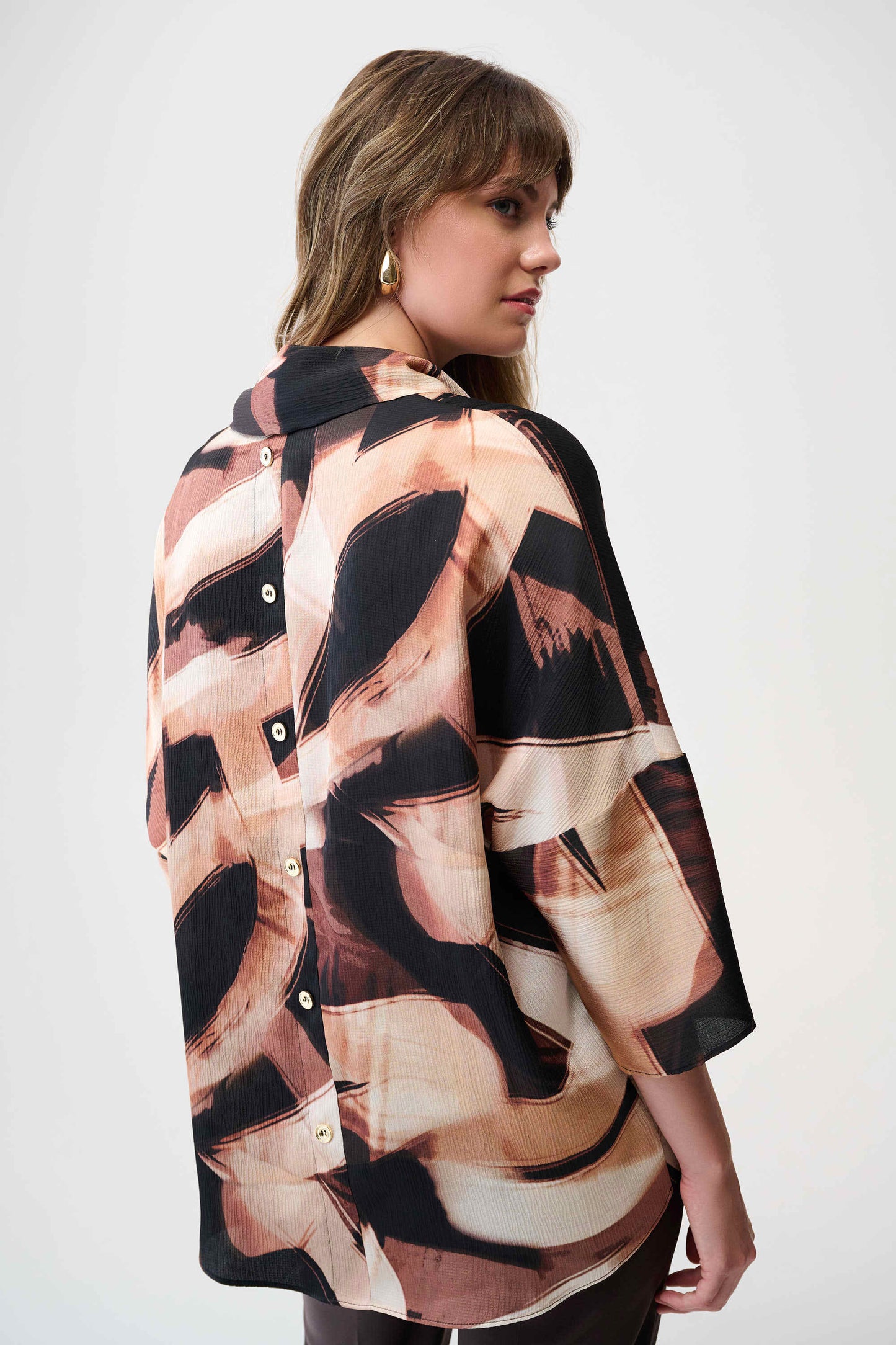 SATIN ABSTRACT BOXY PRINT TUNIC
