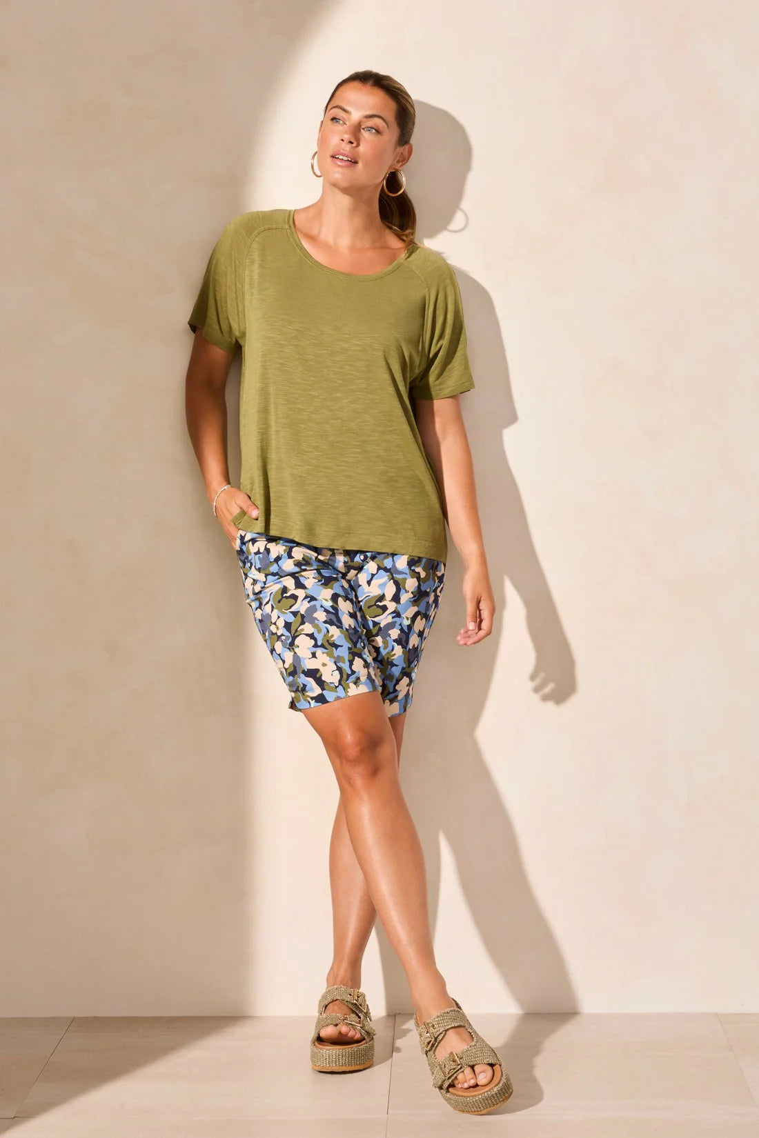 S/S CREW NECK TOP WITH SHIRRING 2052O