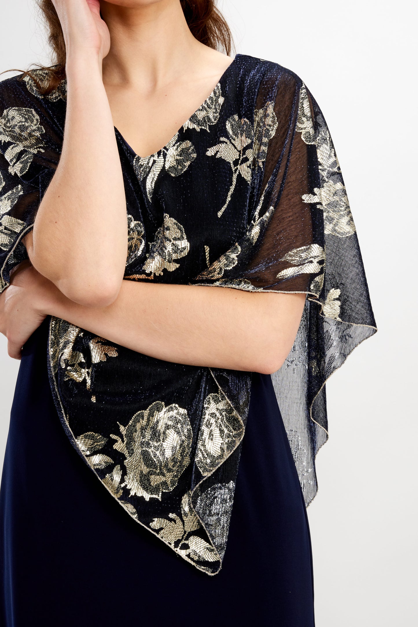 KNIT DRESS WITH SHIMMER OVERLAY 248348 BY FRANK LYMAN
