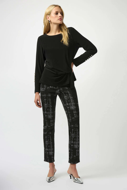 Jacquard Sweater Plaid Print Pull-On Pants 253179