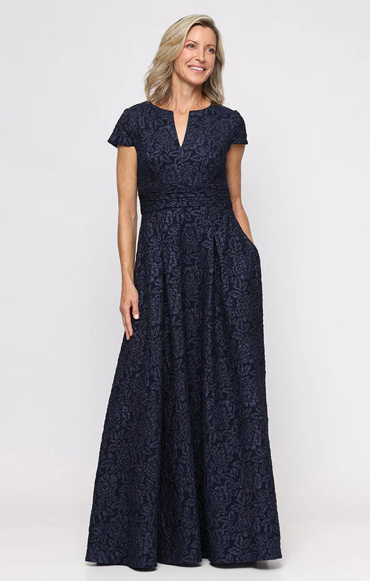 JERRICA LONG GOWN WITH SHORT SLEEVES
