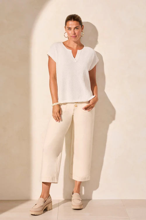 SLIT V NECK EXTENDED SHOULDER SWEATER 5704O