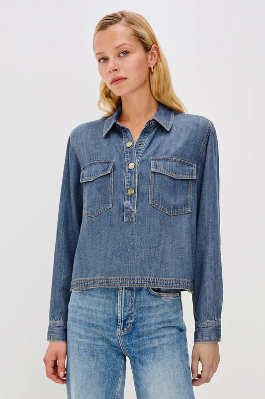 PORTS  CROPPED DENIM SHIRT