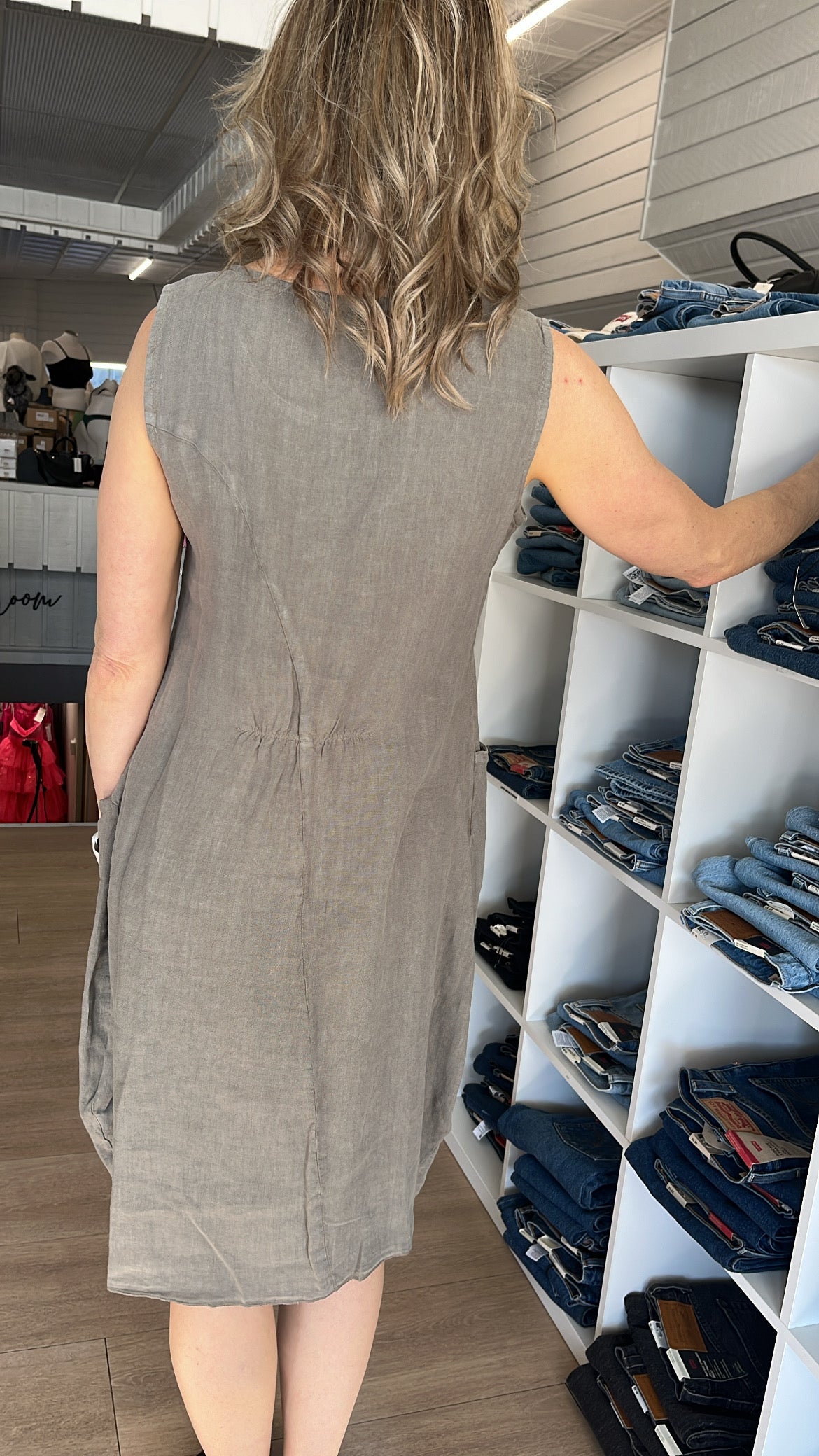 TANK PATCH LINEN DRESS 46356