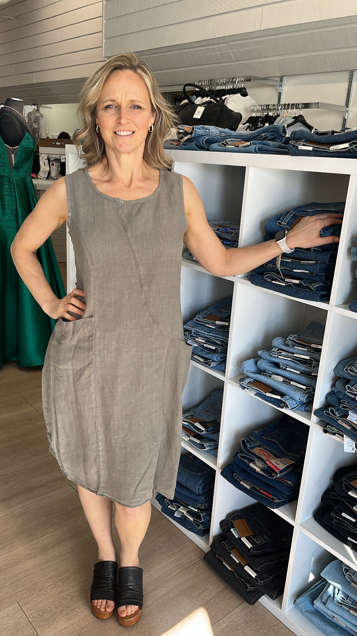 TANK PATCH LINEN DRESS 46356
