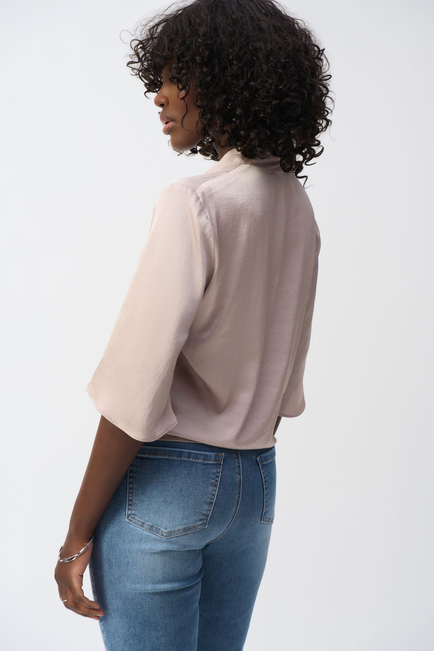 SATIN VNECK TOP WITH TIE FRONT 251253
