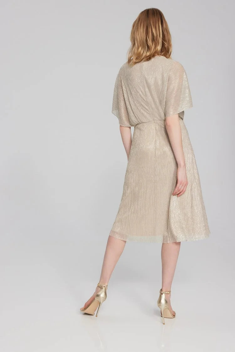 PLEATED FIT AND FLARE SPARKLE DRESS 241714