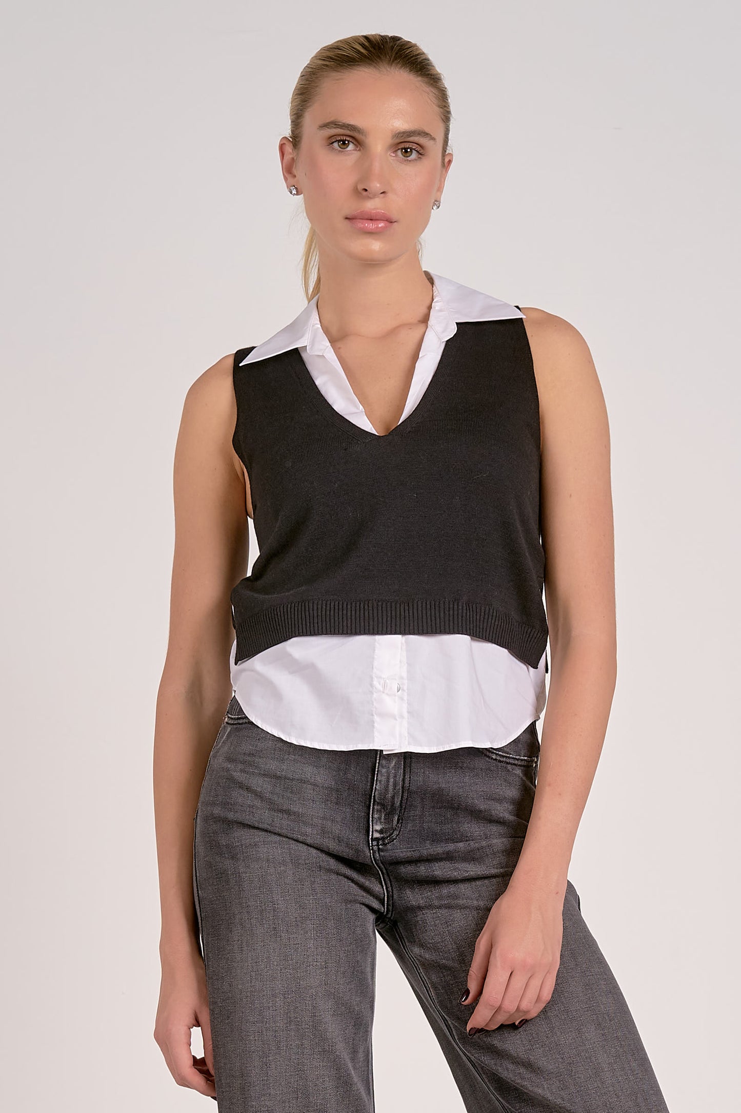 EMI SLVLESS LAYERED SWEATER TANK SWV11332