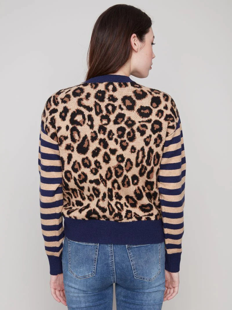 LEOPARD CREW NECK SWEATER