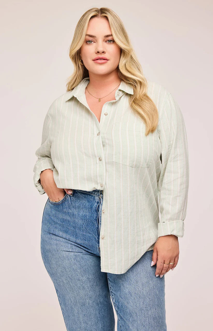 DOMINIQUE STRIPE LINEN TOP GF-2858