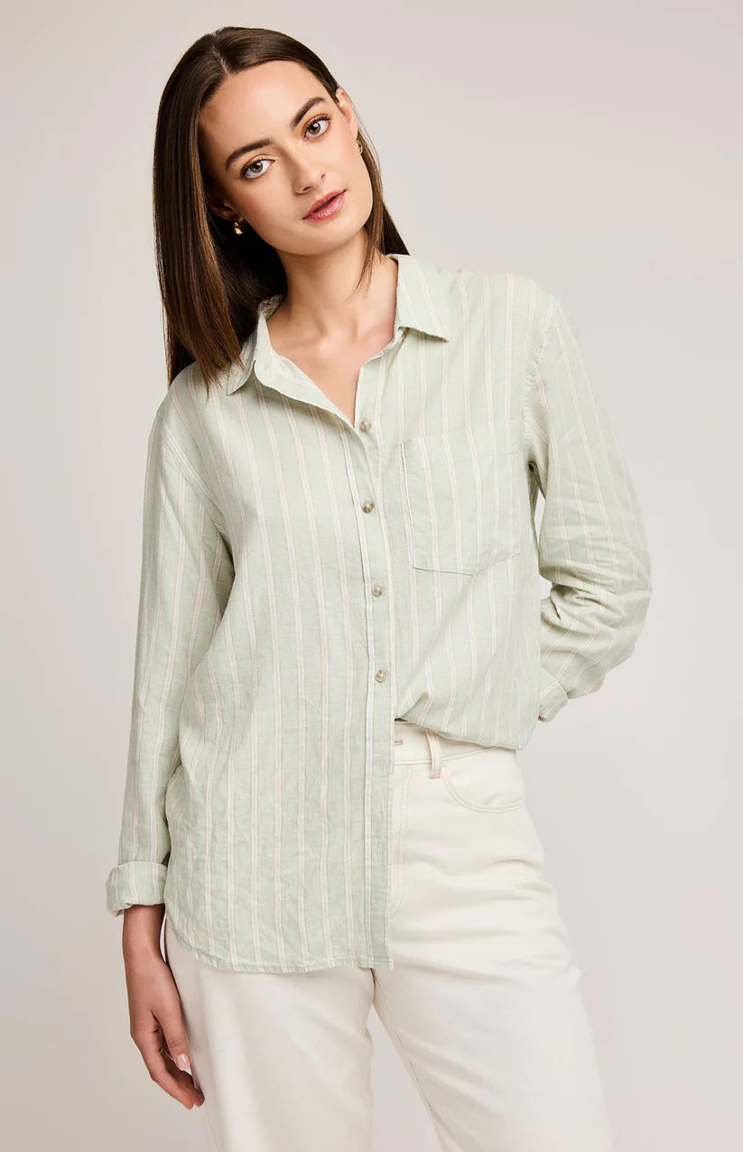 DOMINIQUE STRIPE LINEN TOP GF-2858