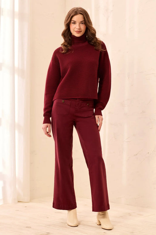 T NECK HIGH LOW SWEATER