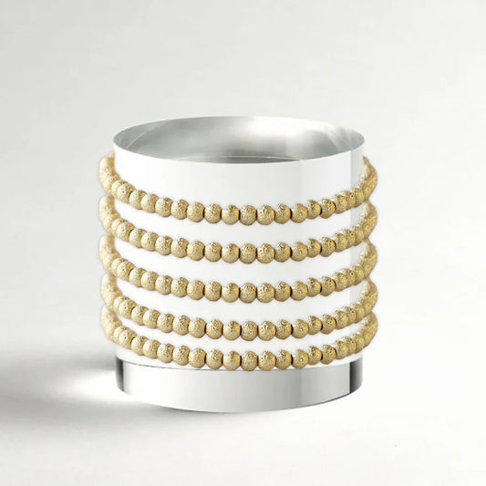 LENNY & EVA 4MM TEXTURED GOLD STRETCH BRACELET