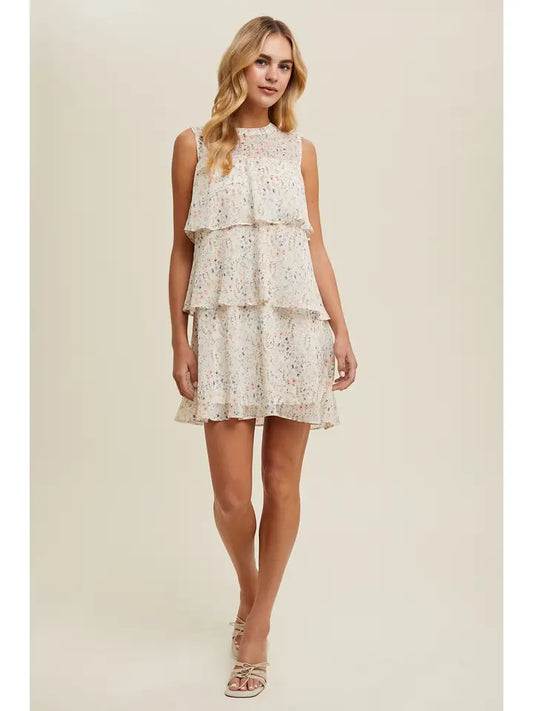 THE CLARA FLORAL TIERED MINI DRESS