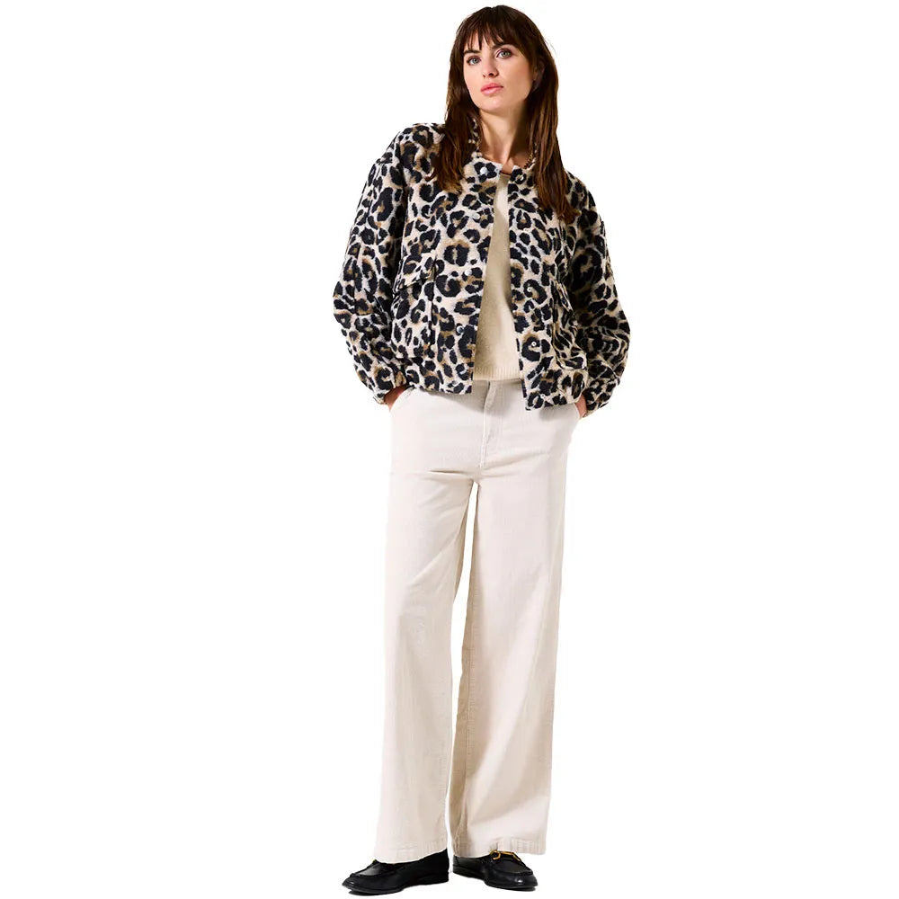GEORGIE LEOPARD PRINT FUZZY JACKET H50093