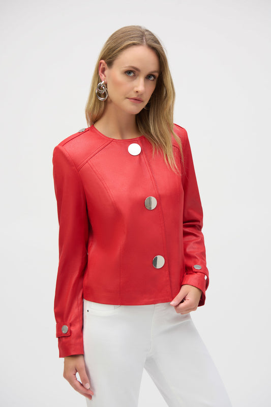 FOILED FAUX SUEDE BOXY JACKET 252918