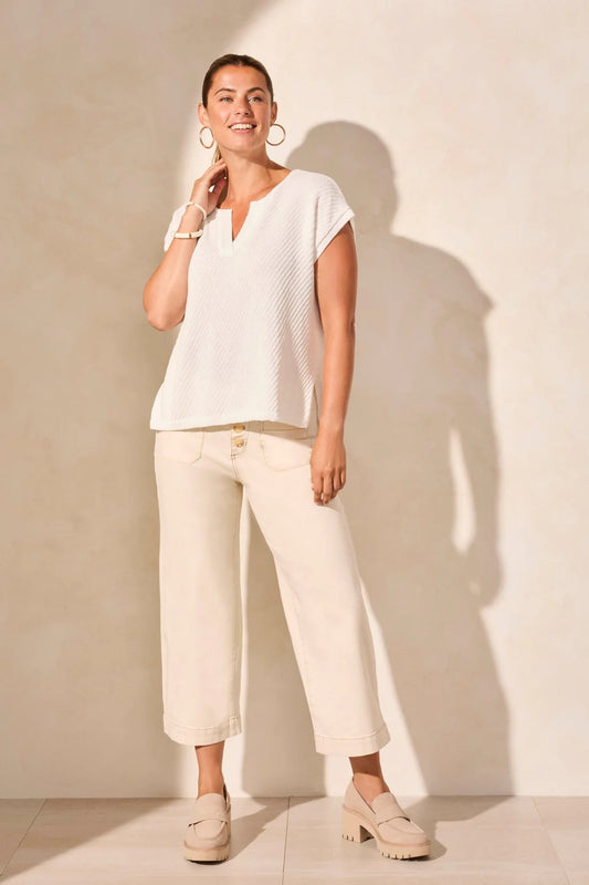 SLIT V NECK EXTENDED SHOULDER SWEATER 5704O