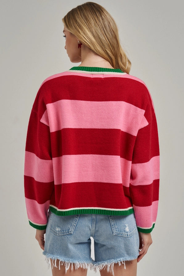 COZY HOLIDAY CHRISTMAS STRIPED SWEATER