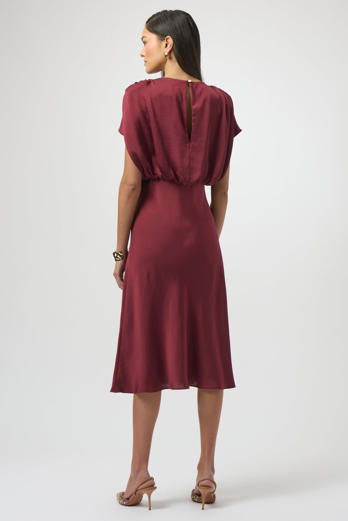 Recycled Satin Blouson A-Line Dress 254049