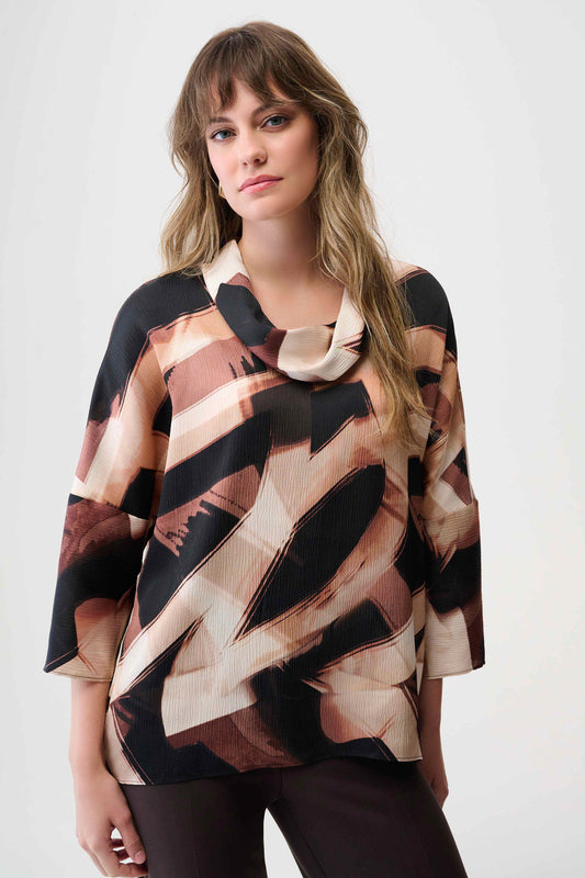 SATIN ABSTRACT BOXY PRINT TUNIC