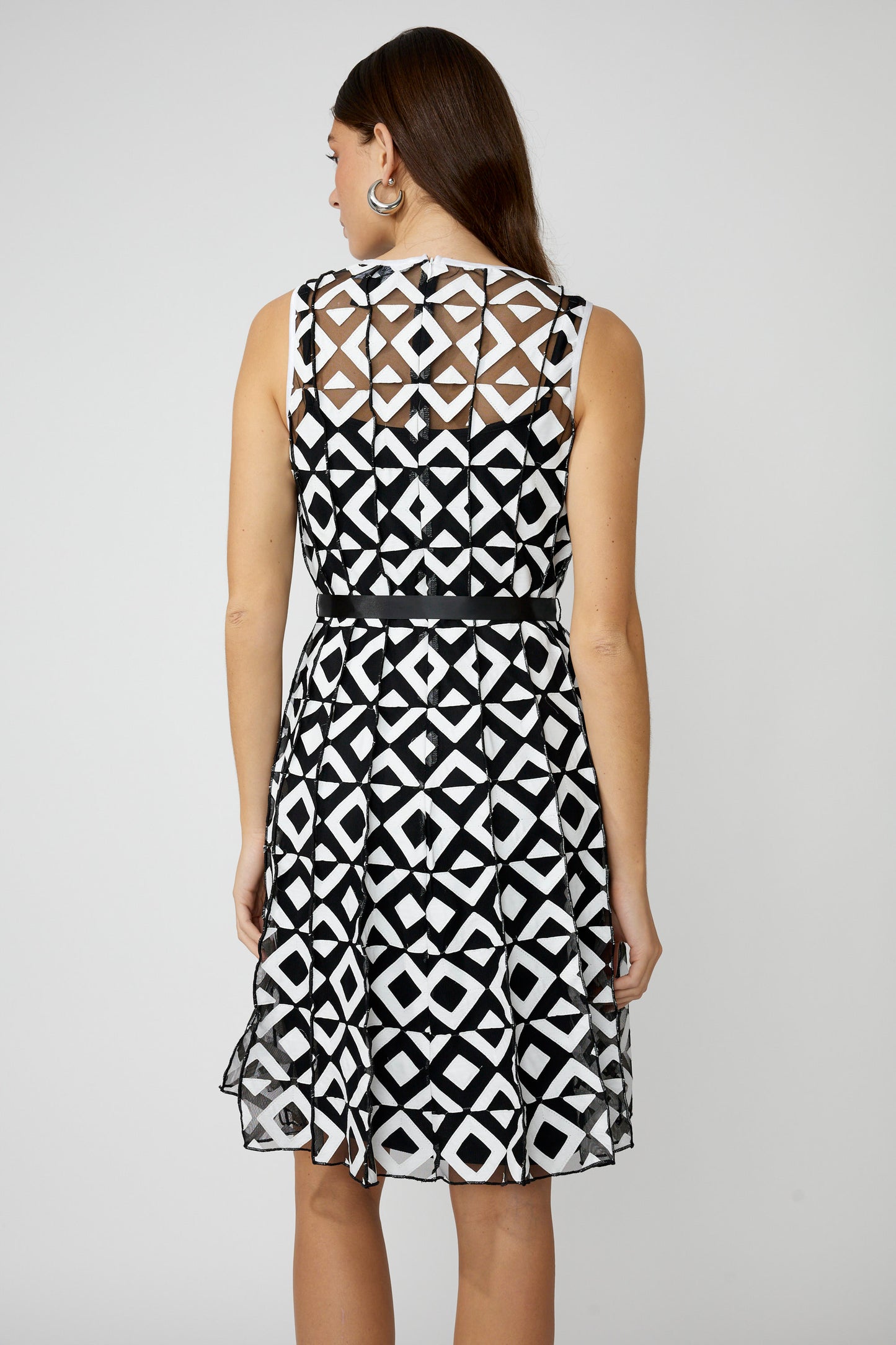 PATTERN FAUX LEATHER/MESH DRESS 256434