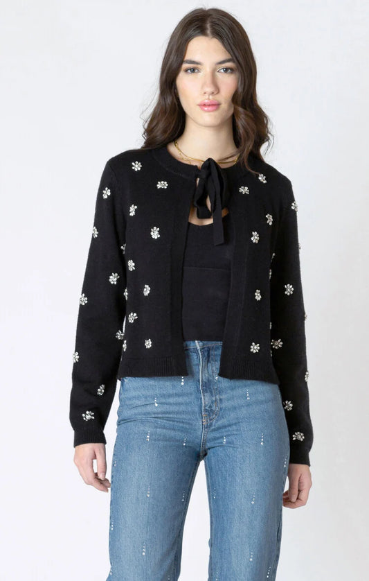 THE ABBY EMBELLISHED TIE FRONT CARDIGAN
