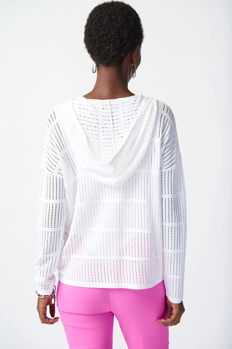 SOFT VISCOSE BLEND YARN HOODED SWEATER 241923